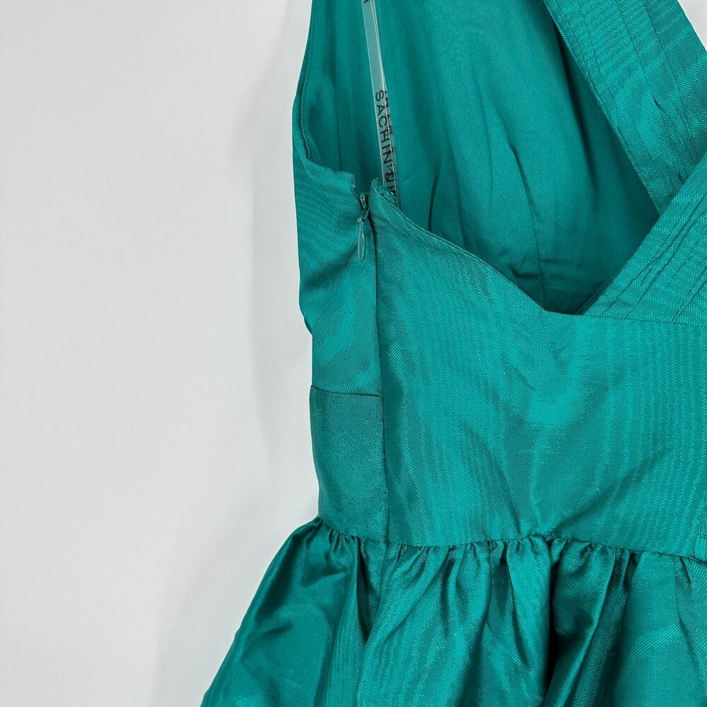 Sachin + Babi Kenzia Plunge Full Length Embellished Moire Taffeta Gown 10 - Picture 4 of 11